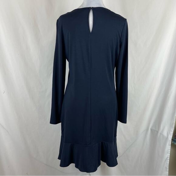 Banana Republic Navy Ruffle Hemline Neutral Career Office Dress NWT Size 12 - Picture 5 of 13